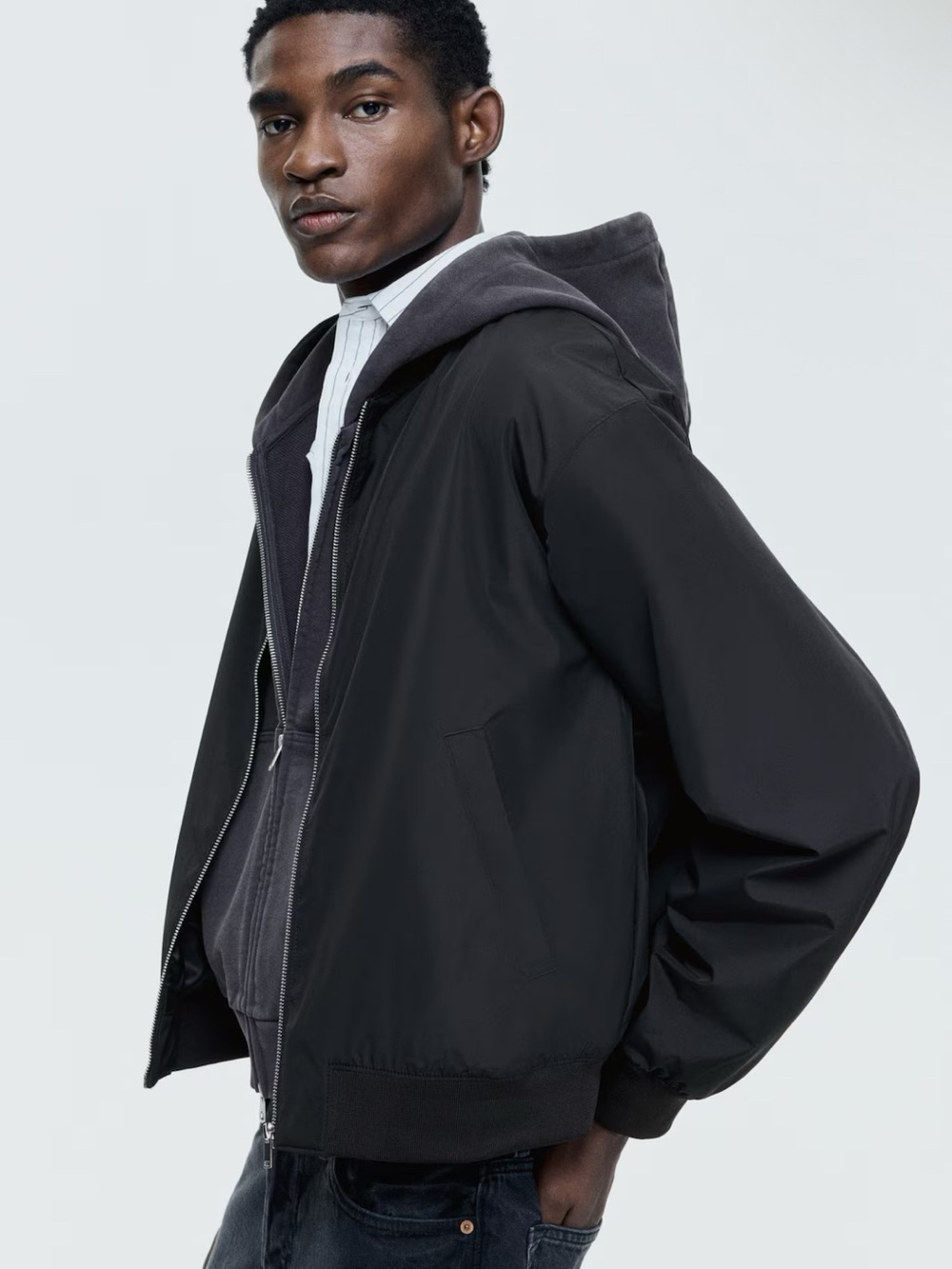 H&M Black Men's LIGHTWEIGHT BOMBER JACKET NWOT SZ M